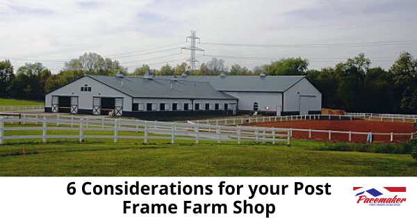 Post frame farm shop, barn and outdoor corral. 