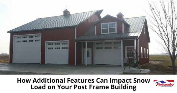 Red and White Post Frame home with dormer