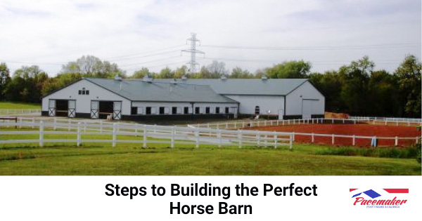 Post frame building Horse Barn and corral.
